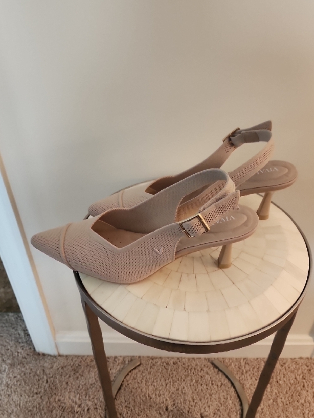 Vivaia Nude Pointed-Toe Slingback Heels - Picture 6 of 7